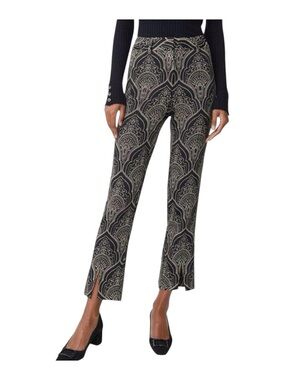 NWT J.McLaughlin Grier Pant Brocade Split Hem Black Gold Orig $238 Size 8